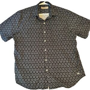 Tommy Bahama Relax Fit Short Sleeve Button-Up Shirt in Black Print - Size L